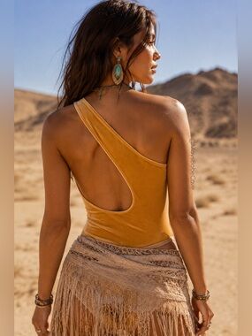 Fabletics Golden Velour One Shoulder Bodysuit